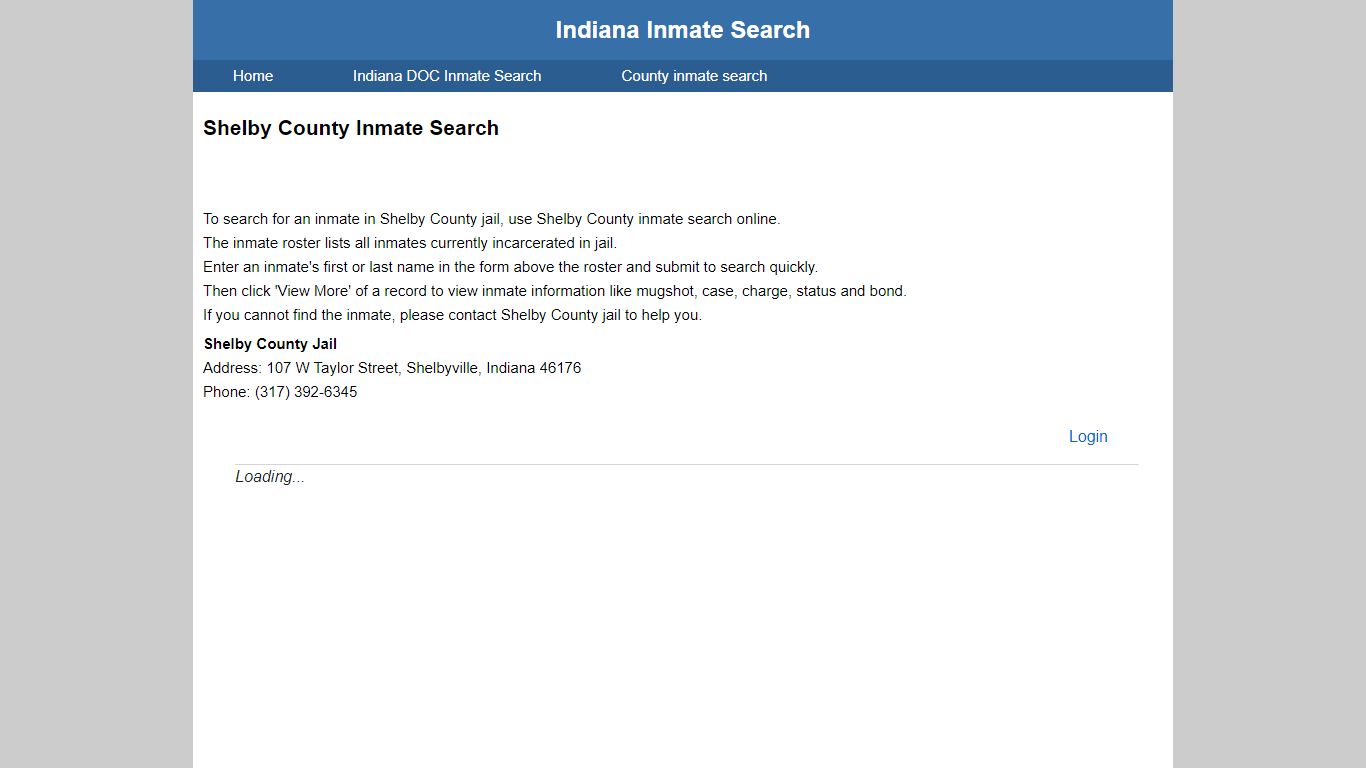 Shelby County Jail Inmate Search - Indiana Inmate Search